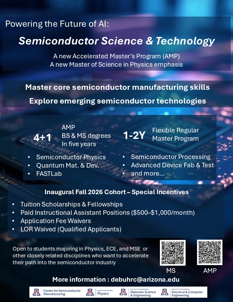 Department of Physics Launches New Semiconductor Master's Programs | UA ...