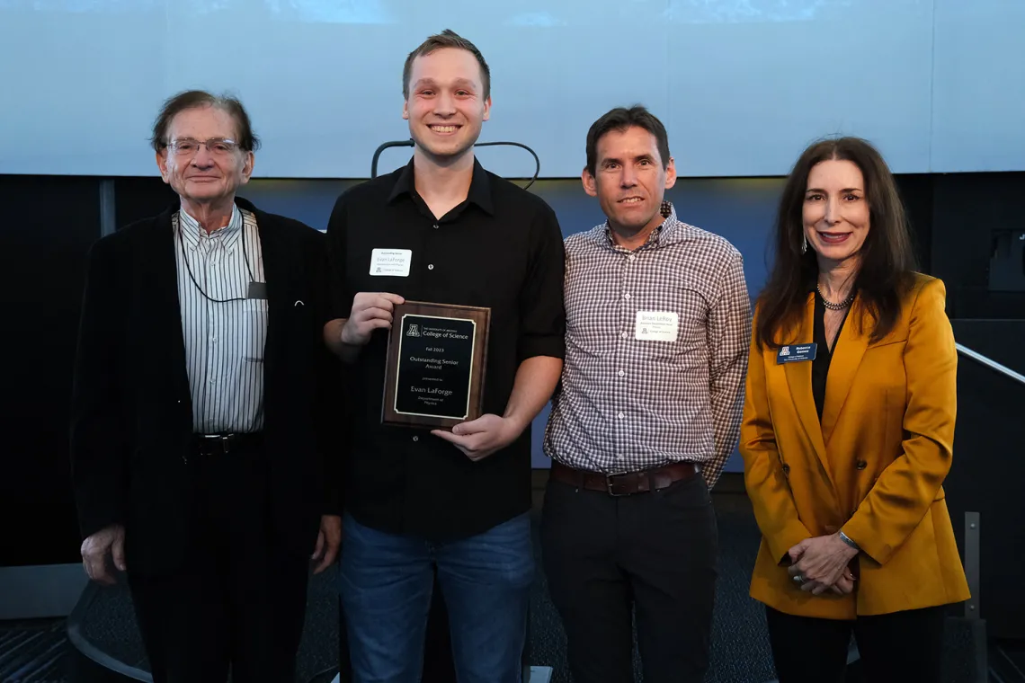 From left to right: Johann Rafelski, Evan LaForge, Brian LeRoy, Rebecca Gomez