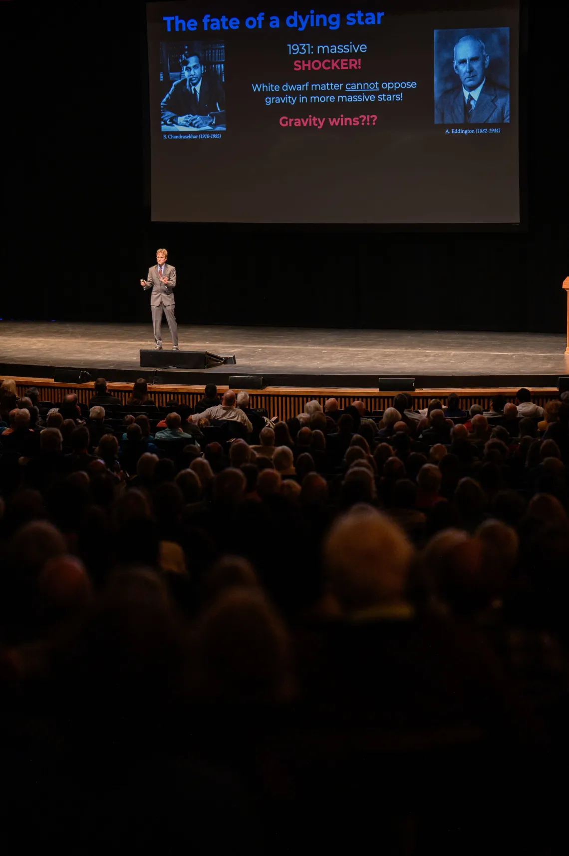 Sam Gralla speaking at the College of Science Lecture Series “Surprise Twists That Transformed Science”