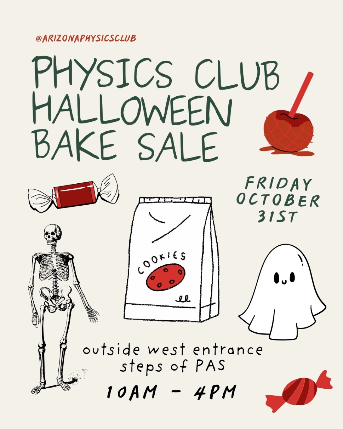 2025 Physics Club Halloween Bake Sale Flyer